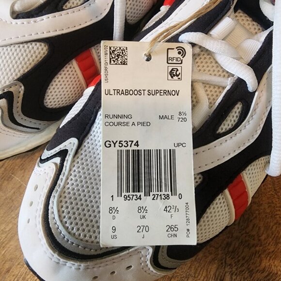 Adidas UltraBoost Supernova DNA White Vivid Red GY5374 Sneakers Mens 9 - Picture 12 of 16